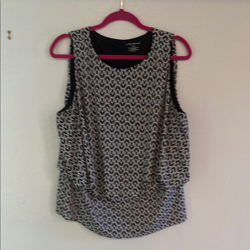 Lane Bryant Black and Gray Blouse Elegant Design